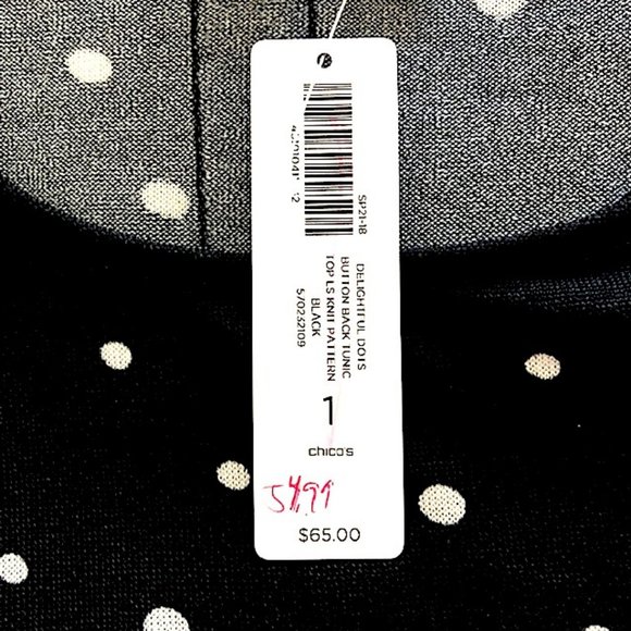 Chico's Black & White Polka Dot Tunic/Mini Dress - Picture 7 of 9